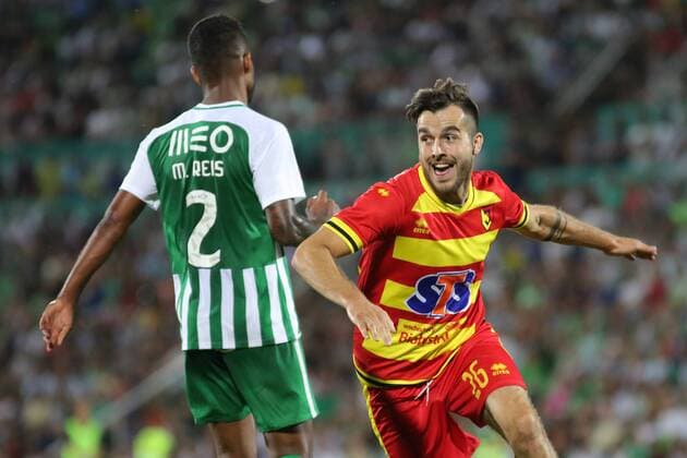 02.08.2018 VILA DO CONDE PLACA DA REPUBLICA ( PORTUGAL ) PILKA NOZNA ( FOOTBALL ) ELIMINACJE LIGA EUROPY SEZON 2018 2019 ( UEFA EUROPA LEAGUE ) - II RUNDA MECZ RIO AVE - JAGIELLONIA BIALYSTOK ( GAME ) NZ MATHEUS REIS DE LIMA MARTIN POSPISIL FOTO KAMIL SWIRYDOWICZ CYFRASPORT NEWSPIX.PL --- Newspix.pl  20180802CSKS021