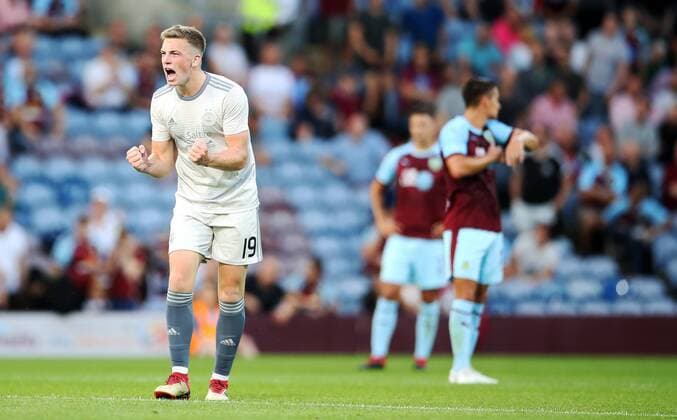 Football - 2018 2019 Europa League - Second Qualifying Round, Second Leg: Burnley (1) vs. Aberdeen (1). Lewis Ferguson of Aberdeen celebrates scoring at Turf Moor. COLORSPORT LYNNE CAMERON 