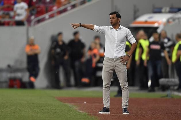 FCSB - NK Rudar Velenje FCSB s head coach Nicolae Dica in action during FCSB - NK Rudar Velenje - UEFA Europa League 2018 2019, Second Qualifying Round: 2st leg, National Arena, Bucharest, Romania, 02 August 2018 Copyright: xAlexxNicodimx