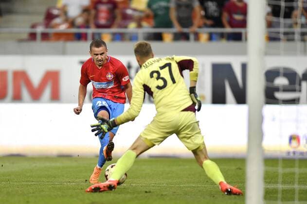 FCSB - NK Rudar Velenje FCSB s Daniel Benzar scores during FCSB - NK Rudar Velenje - UEFA Europa League 2018 2019, Second Qualifying Round: 2st leg, National Arena, Bucharest, Romania, 02 August 2018 Copyright: xAlexxNicodimx