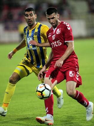 02.08.2018 Nis(Serbia) FK Ranicki Nis-FC Maccabi Tel Aviv Europa League 2nd leg qualifiers men s football Eitan Tibi (L) FC Maccabi Tel Aviv, Nermin Haskic(r) FK Radnicki NIs : 