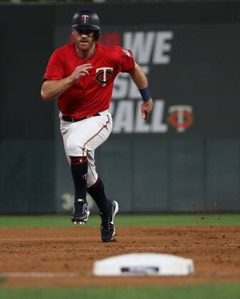 August 3, 2018 - Minneapolis, MN, USA - The Minnesota Twins Logan Forsythe advances to third base against the Kansas City Royals on Friday, Aug. 3, 2018, at Target Field in Minneapolis. Kansas City at Minnesota - ZUMAm67_ 20180803_zaf_m67_029 Copyright: xAlexxKormannx