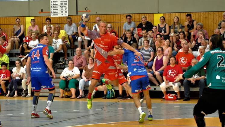 03 08 2018 xkhx Sparkassen Handball Cup 2018 MT Melsungen against HC Erlangen Lasse Mikkelsen 15 MT Melsungen against Florian von Gruchalla Erlangen