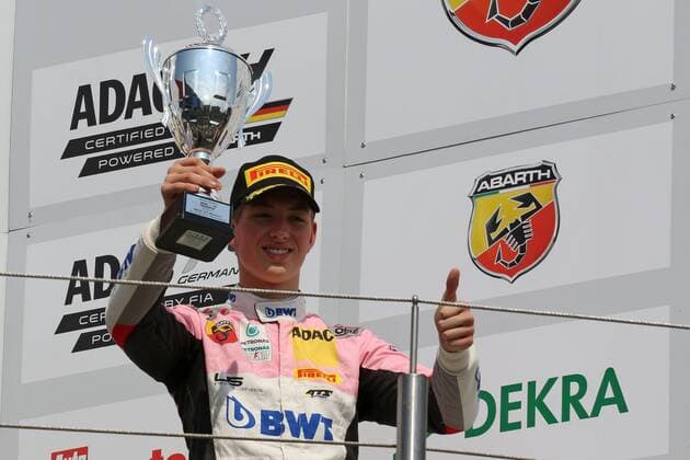 David Schumacher GER US Racing CHRS as the best rookie on the podium at the ADAC Formula 4 at the Nürburgring Copyright Thomas Pakusch