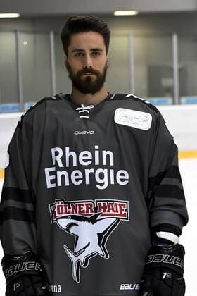 Ice Hockey DEL team photo and player portraits Kölner Haie Koelns Morgan Ellis Nr 5 wd
