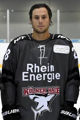 Ice Hockey DEL team photo and player portraits Kölner Haie Koelns Ryan Jones No. 28 wd