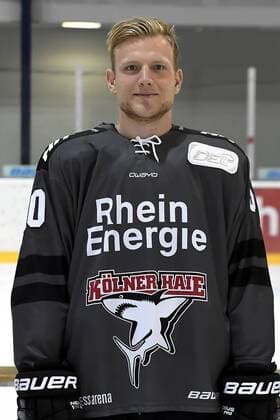 Ice Hockey DEL team photo and player portraits Kölner Haie Koelns Alexander Oblinger No. 50 wd