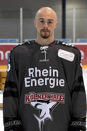 Ice Hockey DEL team photo and player portraits Kölner Haie Koelns Fabio Pfohl No. 95 wd