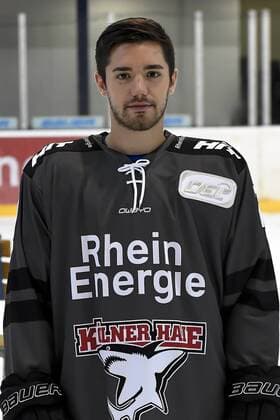Ice Hockey DEL team photo and player portraits Kölner Haie Koelns Dominik Tiffels Nr 7 wd