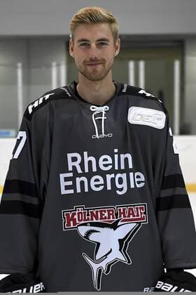Ice Hockey DEL team photo and player portraits Kölner Haie Koelns Pascal Zerressen Nr 27 wd
