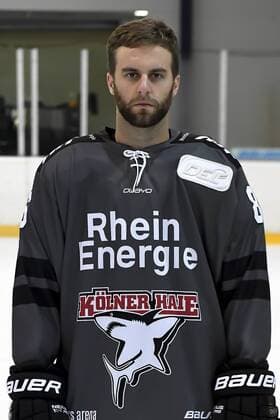 Ice Hockey DEL team photo and player portraits Kölner Haie Koelns Benjamin Hanowaki Nr 86 wd