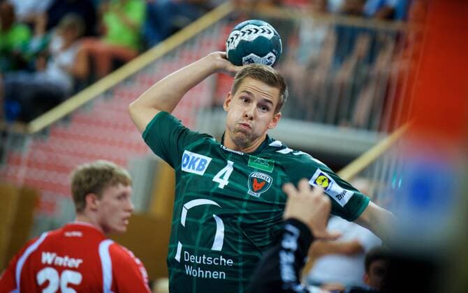 Handball 03 08 2018 Start of the season 2018 2019 FLITZTURNIER at the MBS Arena Potsdam FUZE Berlin geg 1 VfL Potsdam Bjarki Mar ELISSON 4 Fuechse
