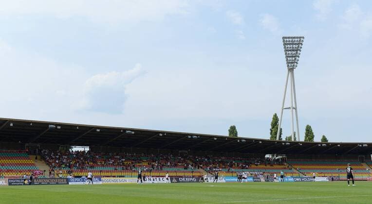 Soccer Men Regionalliga Nordost Season 2018 2019 2 Gameday BFC Dynamo VfB Germania Halberstadt 0 5 empty ranks in the Jahn Sportpark Fans of the BFC 04 08 2018 Copyright: xMatthiasxKochx