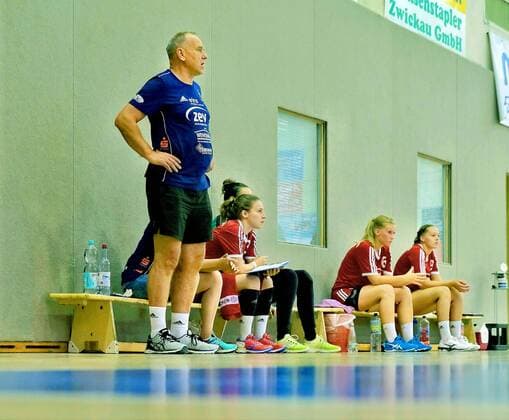 Coach Rüdiger Bones Zwickau Handball Women BSV Sachsen Zwickau Frankfurt HC Test match on 4 8 2018 BS Sachsen Zwickau Frankfurter HC