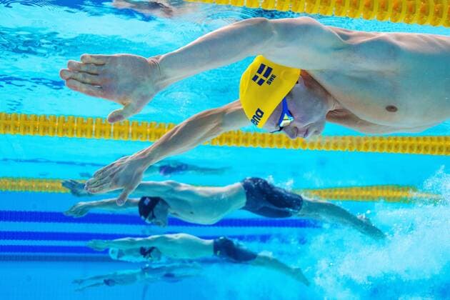 180805 Björn Seeliger of Sweden competes in the qualifications of 100 meters backstroke swimming during the European Championships on August 5, 2018 in Glasgow Photo Simon Lodge BILDBYR N Code JM 87767  Copyright: SIMONxLODGE BB180805BB033