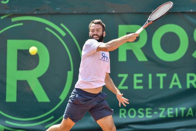 GER 1 Tennis Point Bundesliga Men Tennis Eternal Love BW Neuss vs TV Reutlingen 1 05 08 2018 Tennis Eternal Love BW Neuss GER 1 Tennis Point Bundesliga Men Tennis Eternal Love BW Neuss vs TV Reutlingen 1 in the picture Safranek Vaclav CZE at the forehand shot nph Mauelshagen nph00321