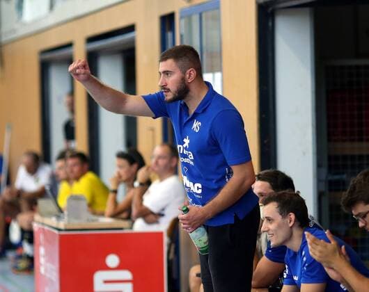 Handball Weininselturnier Groß Umstadt season 2018 2019 05 08 2018 Groß Umstadt v l Marko Sokicic coach MSG Groß Umstadt action single image