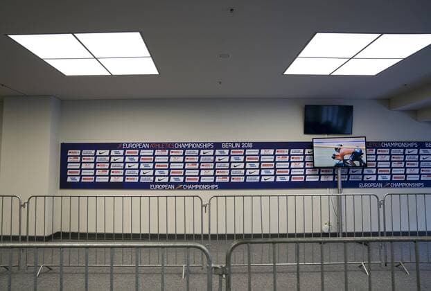 Feature empty mixed zone in the olympic stadium on 04 08 2018 European Athletics Championships 2018 in berlin germany from 06 08 12 08 2018