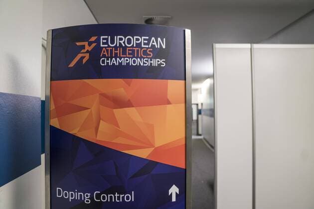 Feature sign for doping control in the Olympic Stadium on 04 08 2018 European Athletics Championships 2018 in Berlin Germany from 06 08 12 08 2018