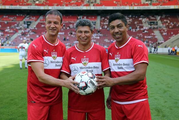 VfB Stuttgart 125th Anniversary of Brustring Germany Stuttgart 05 08 2018 Football Bundesliga Season 2018 2019 VfB Stuttgart 125th Anniversary of Brustring v Fredi Bobic Krassimir Balakov Giovane Elber