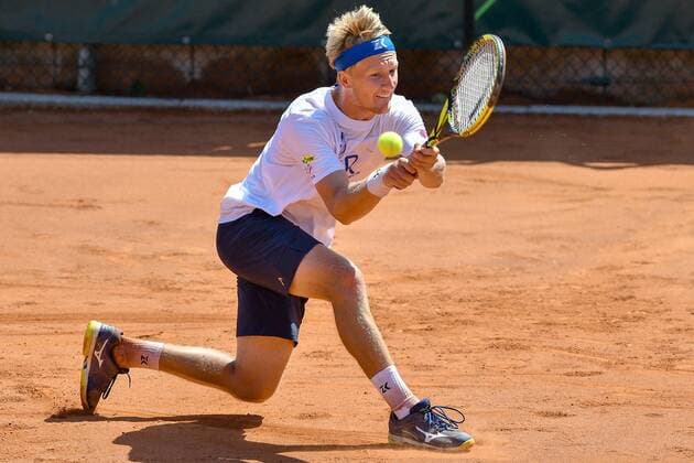 GER 1 Tennis Point Bundesliga Men Tennis Eternal Love BW Neuss vs TV Reutlingen 1 05 08 2018 Tennis Eternal Love BW Neuss GER 1 Tennis Point Bundesliga Men Tennis Eternal Love BW Neuss vs TV Reutlingen 1 in the picture Kolar Zdenek CZE on the backhand beat nph Mauelshagen nph00321
