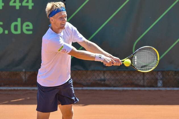 GER 1 Tennis Point Bundesliga Men Tennis Eternal Love BW Neuss vs TV Reutlingen 1 05 08 2018 Tennis Eternal Love BW Neuss GER 1 Tennis Point Bundesliga Men Tennis Eternal Love BW Neuss vs TV Reutlingen 1 in the picture Kolar Zdenek CZE on the backhand beat nph Mauelshagen nph00321