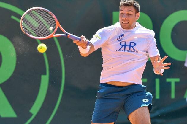 GER 1 Tennis Point Bundesliga Men Tennis Eternal Love BW Neuss vs TV Reutlingen 1 05 08 2018 Tennis Eternal Love BW Neuss GER 1 Tennis Point Bundesliga Men Tennis Eternal Love BW Neuss vs TV Reutlingen 1 pictured Zapata Miralles Bernabe ESP at the forehand shot nph Mauelshagen nph00321