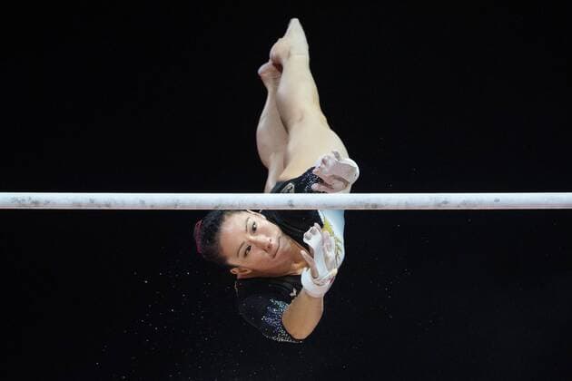 180805 Kim Bui of Germany competes in the final of womens uneven bars in Artistic Gymnastics during the European Championships on August 5, 2018 in Glasgow Photo Joel Marklund BILDBYR N Code JM 87768  Copyright: JOELxMARKLUND BB180805JM130
