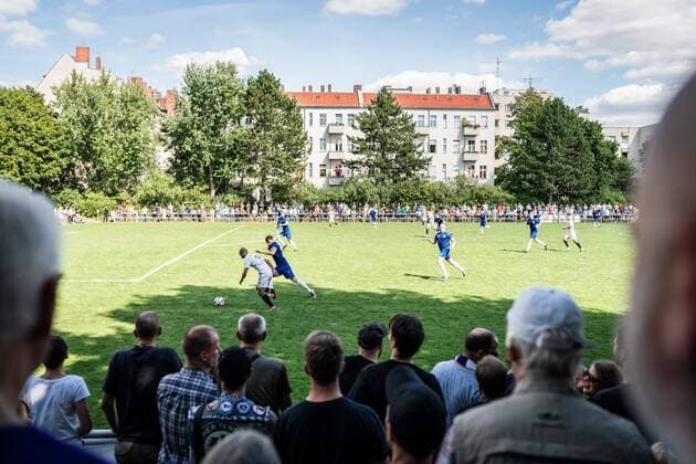 Berlin Germany 05 08 2018 Overview of the match of the NOFV Oberliga Nord between SV Blau Weiß 90 and Tennis Borussia