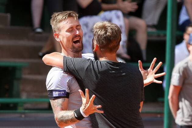 Gdynia, 05.08.2018 Miedzynarodowy Turniej Tenisowy Sopot Open. Final gry podwojnej. Gdynia. Polska, International Tenis ATP Tennis Herren Challenger Sopot Open. Doubles final. Gdynia. Poland, NZ:Mateusz Kowalczyk (POL), Szymon Walkow (POL) Fot. Tomasz Zasinski 058sport.pl NEWSPIX.PL --- Newspix.pl  20180805_C5D_6449_062_ZAS