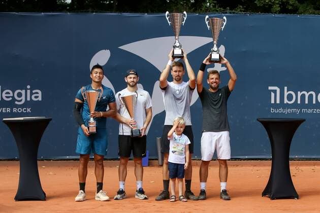 Gdynia, 05.08.2018 Miedzynarodowy Turniej Tenisowy Sopot Open. Final gry podwojnej. Gdynia. Polska, International Tenis ATP Tennis Herren Challenger Sopot Open. Doubles final. Gdynia. Poland, NZ:Ruben Gonzales (PHI), Nathaniel Lammons (USA), Mateusz Kowalczyk (POL), Szymon Walkow (POL) Fot. Tomasz Zasinski 058sport.pl NEWSPIX.PL --- Newspix.pl  20180805_C5D_6530_076_ZAS