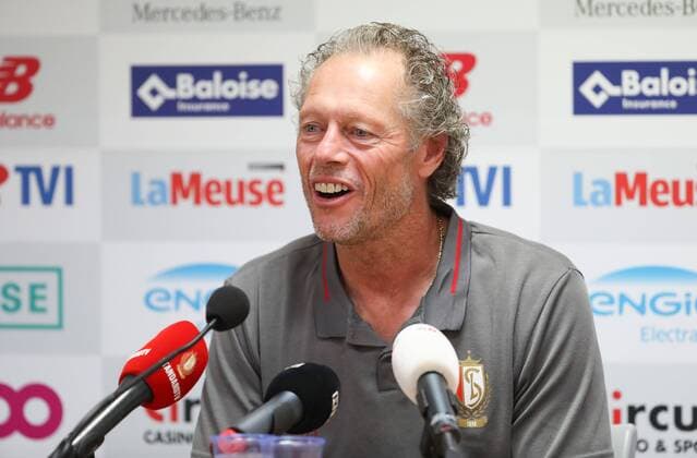 Standard s head coach Michel Preud homme pictured during a press conference PK Pressekonferenz of Belgian soccer team Standard de Liege, Monday 06 August 2018 in Liege. The team is preparing for the first leg of the third qualifying round of the UEFA Champions League against Dutch club AFC Ajax. VIRGINIExLEFOUR  x05399468x