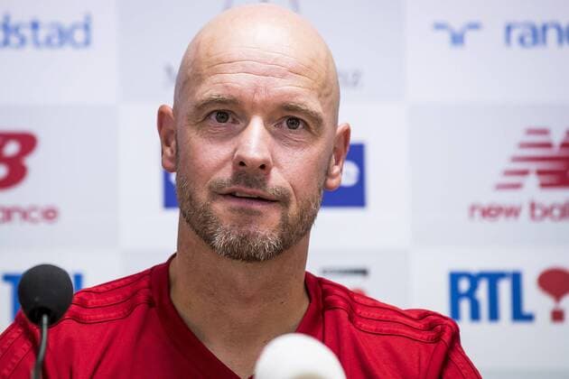 LUIK, press conference PK Pressekonferenz and training Ajax, 6-8-2018, football, season 2018-2019, qualification for Champions League, Maurice Dufrasne stadium, Ajax coach Erik Ten Hag training and press meeting Ajax at Luik  x2380682x