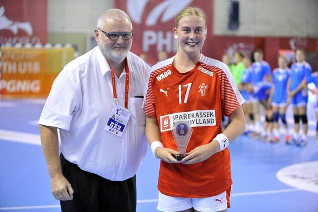 2018.08.07 Kielce Pilka reczna Mlodziezowe Mistrzostwa Swiata w Pilce Recznej Kobiet do lat 18 Dania - Chorwacja N z Camilla Faartoft Foto Norbert Barczyk PressFocus 2018.08.07 Kielce Handball IHF Youth U18 Womens World Championship WM Weltmeisterschaft 2018 Denmark - Croatia Camilla Faartoft Credit: Norbert Barczyk PressFocus NEWSPIX.PL --- Newspix.pl FRANCE OUT!  20180807NB0253