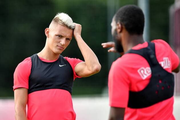 SOCCER - CL, RBS vs Shkendija SALZBURG,AUSTRIA,07.AUG.18 - SOCCER - UEFA Champions League, qualification, Red Bull Salzburg vs KF Shkendija, preview, training RBS. Image shows Hannes Wolf and Reinhold Yabo (RBS). GEPAxpictures xFlorianxErtl