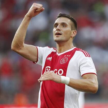 LIEGE, 07-08-2018 , Stadium Maurice Dufrasne, football season 2018 2019, UEFA Champions League third qualifying round, 1st leg , Ajax player Dusan Tadic celebrating his 0-2 during the game Standard Luik - Ajax Standard Luik - Ajax  x2382325x