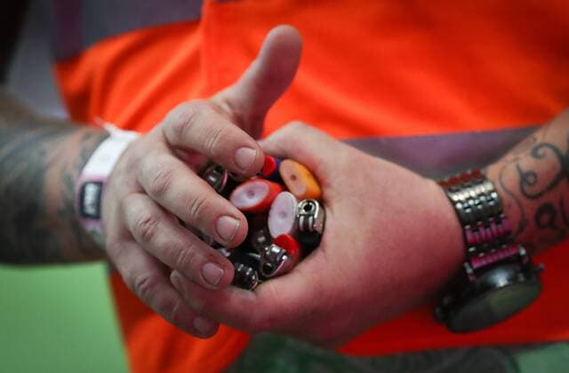 Some lighters pictured during the soccer match between Belgian Standard de Liege and Dutch AFC Ajax Amsterdam, Tuesday 07 August 2018 in Liege. This is the first leg of the third qualifying round of the UEFA Champions League. VIRGINIExLEFOUR  x05400572x