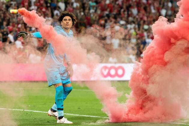 goalkeeper Guillermo Ochoa of Standard Luik during the UEFA Champions League third round qualifying first leg match between Royal Standard de Liege and Ajax Amsterdam at Stade Maurice Dufrasne on August 07, 2018 in Liege, Belgium UEFA Champions League 2018 2019 xVIxVIxImagesx xGerritxvanxKeulenxIVx 11706662