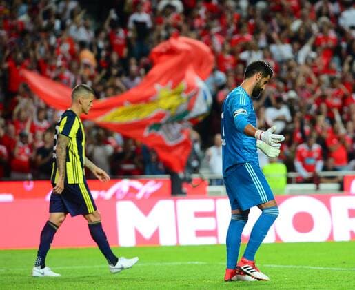 Goalkeeper Volkan Demirel of Fenerbahce during the Champions League Qualifying 3rd Round first leg match between Benfica and Fenerbahce at Estadio da Luz Stadium in Lisbon , Portugal on August 07 , 2018. 