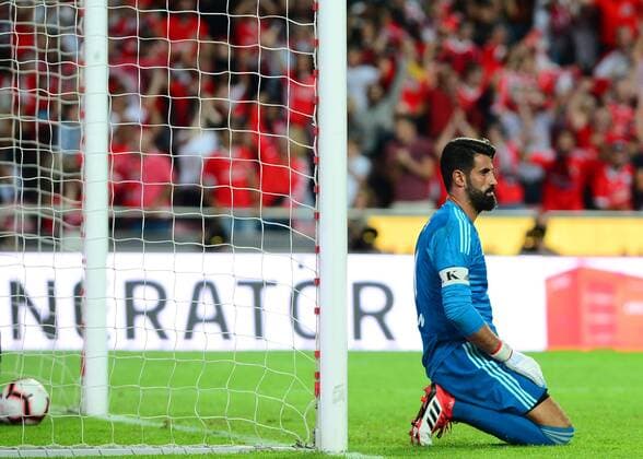 Goalkeeper Volkan Demirel of Fenerbahce during the Champions League Qualifying 3rd Round first leg match between Benfica and Fenerbahce at Estadio da Luz Stadium in Lisbon , Portugal on August 07 , 2018. 