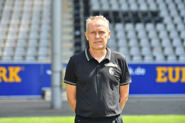 Christian Streich SC Freiburg 1 Bundesliga Portraettermin 2018 2019 1 Bundesliga 2018 2019 Portraettermin SC Freiburg Freiburg Copyright: xEIBNER SvenxLaeglerx EP_SLR