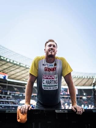 Berlin, Deutschland, 07.08.2018: Christoph Harting (Deutschland) bei der Qualifikation im Diskuswurf der Männer bei der Leichtathletik Europameisterschaften 2018 im Olympiastadion. *** Berlin Germany 07 08 2018 Christoph Harting Germany in qualifying in the mens discus throw at the European Athletics Championships 2018 in the Olympic Stadium