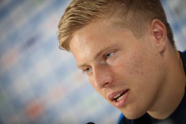 Genk s Jere Uronen pictured during a press conference PK Pressekonferenz of Belgian first division soccer team KRC Genk, Wednesday 08 August 2018 in Genk, ahead of the first leg of the third qualification game of Genk in the Europa League competition, against Poland club Lech Poznan, tomorrow. VIRGINIExLEFOUR  x05400863x