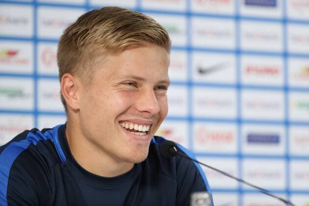 Genk s Jere Uronen pictured during a press conference PK Pressekonferenz of Belgian first division soccer team KRC Genk, Wednesday 08 August 2018 in Genk, ahead of the first leg of the third qualification game of Genk in the Europa League competition, against Poland club Lech Poznan, tomorrow. VIRGINIExLEFOUR  x05400864x