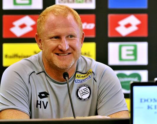 SOCCER - UEFA EL quali, Sturm vs Larnaca GRAZ,AUSTRIA,08.AUG.18 - SOCCER - UEFA Europa League qualification, SK Sturm Graz vs AEK Larnaca, preview, press conference PK Pressekonferenz Sturm. Image shows headcoach Heiko Vogel (Sturm). GEPAxpictures xM.xOberlaender