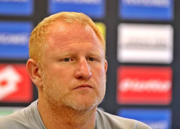 SOCCER - UEFA EL quali, Sturm vs Larnaca GRAZ,AUSTRIA,08.AUG.18 - SOCCER - UEFA Europa League qualification, SK Sturm Graz vs AEK Larnaca, preview, press conference PK Pressekonferenz Sturm. Image shows headcoach Heiko Vogel (Sturm). GEPAxpictures xM.xOberlaender