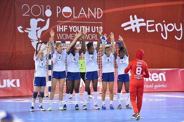 2018.08.08 Kielce Pilka reczna Mlodziezowe Mistrzostwa Swiata w Pilce Recznej Kobiet do lat 18 Tunezja - Francja N z AOUIJ Fadwa Foto Lukasz Laskowski PressFocus 2018.08.08 Kielce Handball IHF Youth U18 Womens World Championship WM Weltmeisterschaft 2018 Tunisia v France AOUIJ Fadwa Credit: Lukasz Laskowski PressFocus NEWSPIX.PL --- Newspix.pl  20180808LUK_416