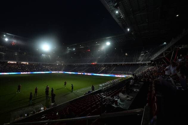 SOCCER - UEFA CL quali, RBS vs Shkendija SALZBURG,AUSTRIA,08.AUG.18 - SOCCER - UEFA Champions League, qualification, Red Bull Salzburg vs KF Shkendija. Image shows an overview of the Red Bull Arena during a power failure. GEPAxpictures xFlorianxErtl