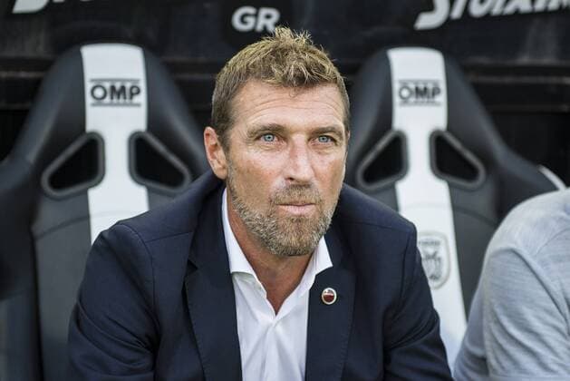 August 8, 2018 - Thessaloniki, Greece - Spartak Moscow FC coach Massimo Carrera before the start of the match between PAOK FC and Spartak Moscow FC. PAOK FC beat FC Spartak Moscow for the third qualifying round of the UEFA Champions League, at the northern Greek city of Thessaloniki. Greece Soccer Champions League - ZUMAp191 84905924st Copyright: xGiannisxPapanikosx