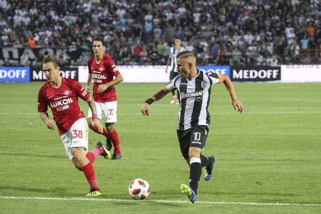 August 8, 2018 - Thessaloniki, Greece - Dimitris Pelkas from PAOK seen attacking..PAOK vs Spartak Moscow for Champions League third qualifying round. PAOK defeated Spartak from Moscow in Toumba Stadium in Thessaloniki, Greece with score 3-2. PAOK vs Spartak in Toumba Stadium, Greece - 08 Aug 2018 - ZUMAs197 84906263st Copyright: xNicolasxEconomoux